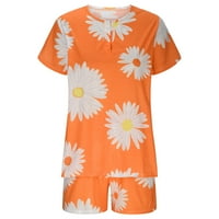 Ženska odjeća Casual Set Clubwear Proljeće odijelo Ležerne prilike ženske proljeće Ljeto Loop Fit pidžama kratki rukav V izrez Pidžama Postavi kratke hlače Podelja