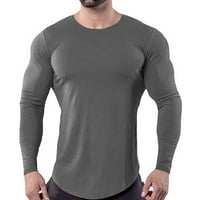 Fonwoon muške vrhove Čvrsta boja okrugla vrata Fitness dugačak majica Ležerne košulje Muška odjeća Plus