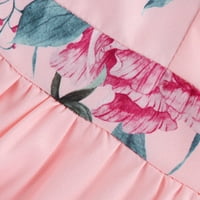 Formalne haljine za žene Večernji zabavni cvjetovi ispisani V-izrez Split Split Breadesmaid haljina Pink XL
