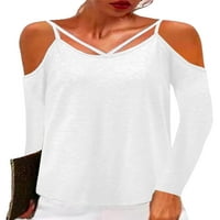 Uerlsty Women Hladna ramena majica Dame Dugi rukav pulover Ležerne prilike labave bluze