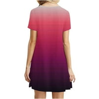 Finelylove mini haljine sundrese za žensku košulju haljina kratki kratki rukav tiskani vrući ružičasti s
