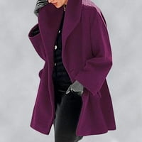 Ženski zimski kaput - dugi rukav čvrsti ovratnik na ovratnicu Ovjersko odjeće Kardigan toplo modna vunena