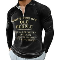 Tosmy Muška majica Muški novih starih osoba 3D tiskani slon dugih rukava moda pulover casual muške majice