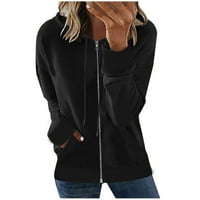Ženska casual jakna - Čvrsta kornjača premaša puni zip Jednostavni sportski kaput Drop ramena dugih