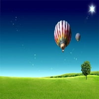 7x5ft Fotografija Backdrop baloni za vrući zrak na prekrasnom plavom nebu iznad trave polja Pozadine