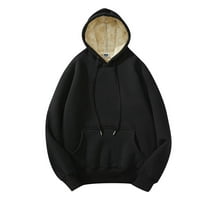 Hanas muški džemper sa kapuljačom od pune boje zadebljana plišana jakna crna xxl