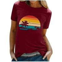 WHLBF Ljeto rezane žene majica Rainbow Beach tiskana ljetna majica s kratkim rukavima
