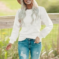 Ketyyh-CHN dugi džemperi za žene pleteni džemper za žene prevelizirani pulover vrhovi bijeli, xl