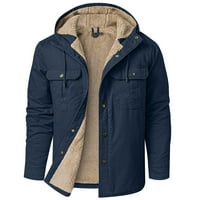 Zimska zgušnjava topla muška jakna plus veličina dukseva za slobodno vrijeme podstavljeni patentni patentni džepni kaputi za muškarce Plava veličina XL