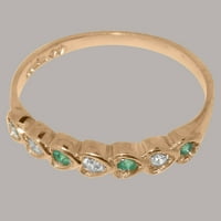 Britanska napravljena 9K ruža zlata Dijamant i smaragdni prsten Ženski večni prsten - Veličine opcije - Veličina 11,75