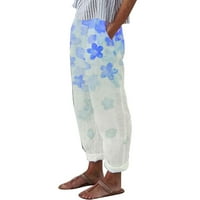 SNGXGN Hlače visokog struka za žene za žene Široke noge Joggers Hippie Streetwear Labave pantalone plava s