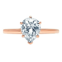 1. CT sjajan krug Clear Simulirani dijamant 18k ružičasto zlato pasijans prsten sz 5.5