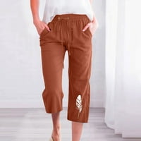 Kiplyki gamaše za žene čišćenja tiskara elastične labave hlače ravne široke pantalone za noge sa džepom