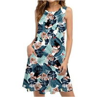 INLEIFE Ljetni ženski haljina, ljetne haljine za žene plaža cvjetna marijska sundress casual džepovi