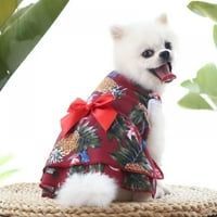 Ljetna kućna ljubimca odjeća Havajska haljina od lišća od tiskane plaže za male pse Bowknot Yorkies