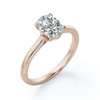 Solitaire - karat ovalnog u obliku moissanite - prsten za angažman u prong - 18K ružičasto pozlaćivanje preko srebra