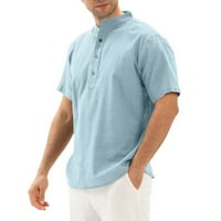 Auroural MAN odjeća za čišćenje muške ljetne pamučne posteljine pune boje casual majica kratkih rukava