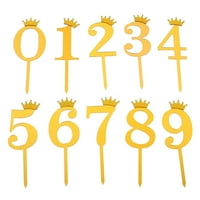 Zlatni sjajni rođendanski tokari Kreativni krunski brojevi Cupcake toppers