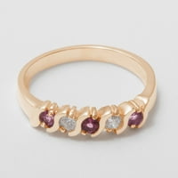 Britanci napravio je 9k ružičasti zlatni prirodni ružičasti turmalin i dijamantni ženski vječni prsten