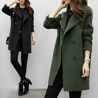 Ženski kaput od vunene kapute dame zimske duge jakne odjeće crna m