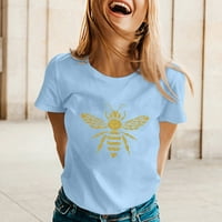 Ženske proljetne ljetne pčele tiskane kratkih rukava O vrat majica Top ženske majice pamučne majice za žene