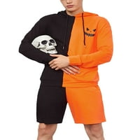 Peyakidsaa Muška Halloween Trackies dugih rukava s kapuljačom s dugim rukavima + Joggers Shorts Duweatsuits