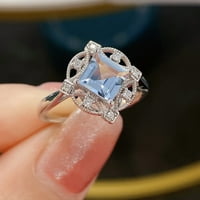 Prstenovi za djevojke Princess rez akvamarinski angažman prsten za vjenčanje vintage rođendan modernim pasijansom za žene