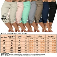 Luxplum ženske ležerne pantalone Mid Rise Capri hlače, dužina koljena-elastični struk joggers pant kaki