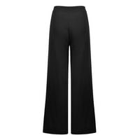 Ženske ravne hlače za noge Capris Ljetne pantalone Visoke strukske hlače sa džepovima Crna S