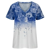 Ernkv ženski trendi labavi osnovni vrhovi Cleance cvjetni tiskovi kratkih rukava majice V izrez Košulje