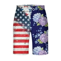 Havajski kratke hlače za muškarce labave star Star Striped zastava cvjetni patchwork Print crnka za