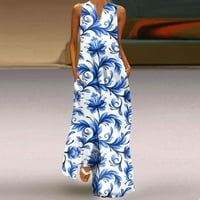 Žene ljetne haljine Ležerne ljetne boemske V izrez Plus size bez rukava dnevno cvjetni print Vintage