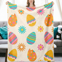 DICASSER Uskršnje zečice i jaja bacaju pokrivač s jastukom toplim udobnim plišanim flanelskim pokrivačima