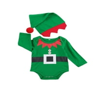Seyurigaoka novorođenče za božićne odjeće s dugim rukavima okrugli izrez za rukav s pompomom poklopcem