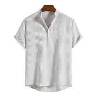 Yyeselk muške prugasto dugme Down džepni majica kratki rukav v izrez bluza u štednji čišćenja trendi