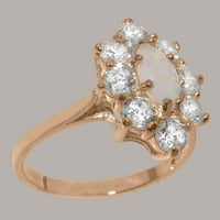 Britanska napravljena 10k Rose Gold Prirodni Opal i kubični cirkonijski ženski Obećani prsten - Opcije