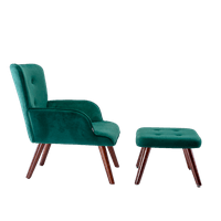 Moderna baršunska stolica za velvet Accent stolica postavila je casual tapeciranu fotelju s nogama za dnevni boravak, jednokrevetna kauč za klupsku stolicu i otomanska set za spavaću sobu male prostore, zelene boje