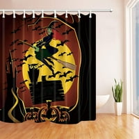 Halloween vještica na bundevu sa sovom na drvenoj poliesterijskoj zavjesi od tkanine, kupatilo za zavjese za tuširanje