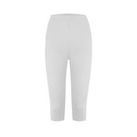 Žene solidne boje Yoga hlače Ljetne pantalone hlače ravne tanke noge elastične visoke strukske konošene pantalone Bijele XL