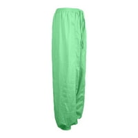 Žene Ljetne duge hlače Čvrsto boje široko-noga opuštene sredine hlače za struk labave harem hlače sa džepovima zeleni XL
