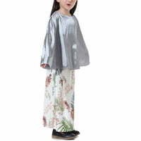 FESFESFES muslimanska haljina za velike djevojke haljine košulje dugih rukava s majicama okruglih vrata Colorblock vrhovi suknje na prodaju