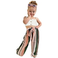 Djevojčica Toddler Modni ljetni suspenziji vrhovi prsluk prugasti hlače odijelo odjeću za djevojčicu