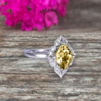 CUSHION CUT 1. Carat Vintage cvjetni šampanjac dijamantski moissan zaručni prsten na 10k bijeli zlatni