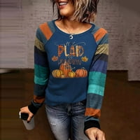 Košulje za žene Dressy Ležerne prilike, Jesen Zima zahvaljujući se davanje Color Blok O-izrez Obreži vještački trak za šivanje dugih rukava pulover bluza Blue XL