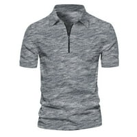 Muške golf košulje Zip Classic Stretch Slim Fit T majice Ležerne i radne košulje od kratkih rukava s kratkim rukavima sive