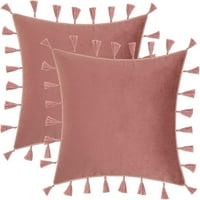 Velvet Dekorativni jastuk za bacanje s resicama Fringe Boho naglasak Čvrsti jastuk Navlake za pravokutnik