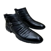 Gomelly muški čizme za gležnjeve patentne haljine čizme čizme udobne kožne cipele Business ured Crni