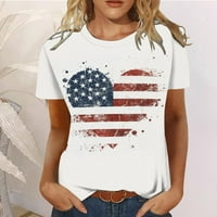 4. srpnja Grafičke košulje Žene Leptir Print Patriots Top Day Day Crew majica kratkih rukava Četvrta jula Košulje Outfits za žene