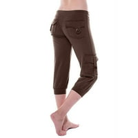 Jsaierl Capris za žene Casual Ljetni modni rastezljivi teretni hlače sa džepovima udobne pantalone za odmor na plaži
