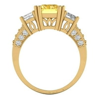 4. CT Sjajni smaragdni rez Clear Simulirani dijamant 18k žuti zlatni pasijans sa akcentima Trobonski prsten SZ 8.5